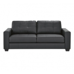 Nola Pu leather 3 Seat Black Sofa